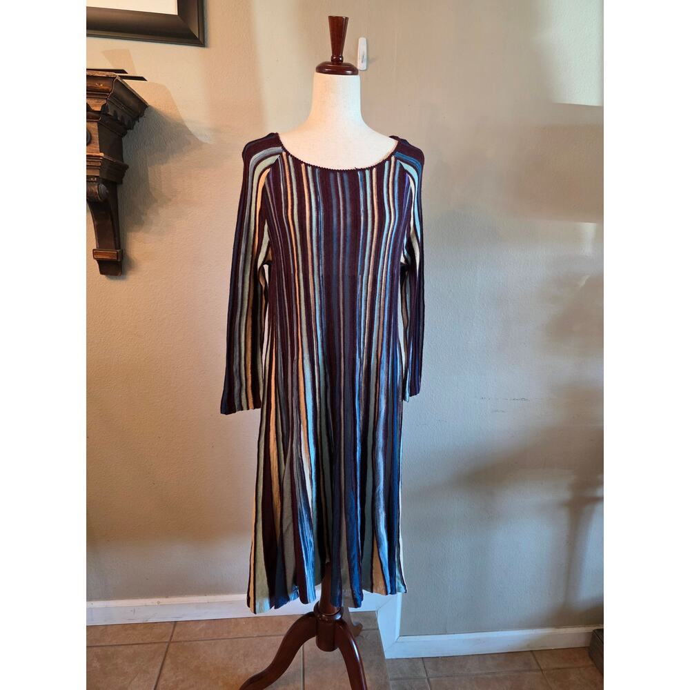 Anthropologie Moth Nora Striped Wool Blend Swing Dress SZ Medium - Picture 3 of 10
